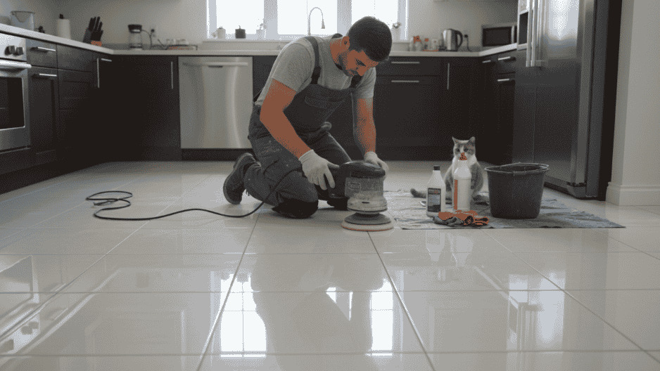 إزالة بقع الخل عن البلاط