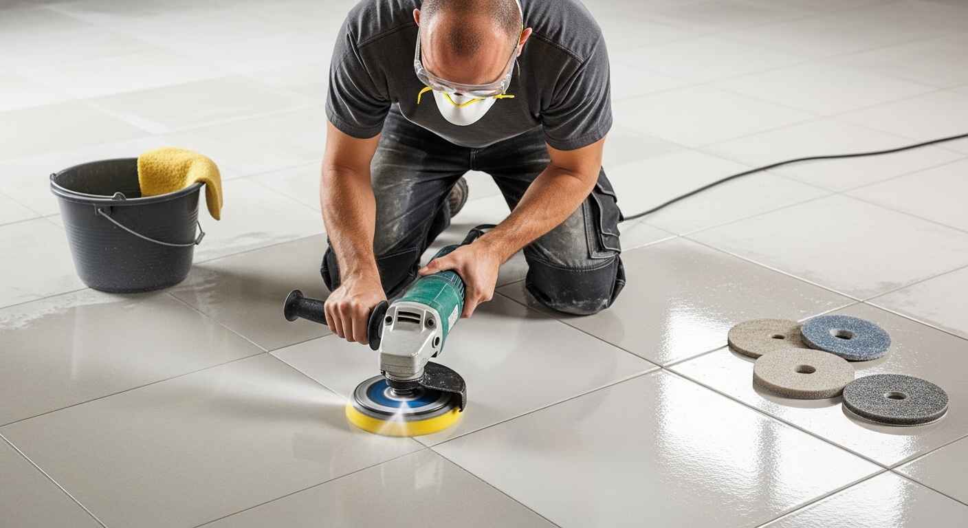 طريقة جلي البلاط بالصاروخ